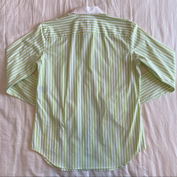 NWT LRL Petite Green Striped Button Down - Picture 3 of 6